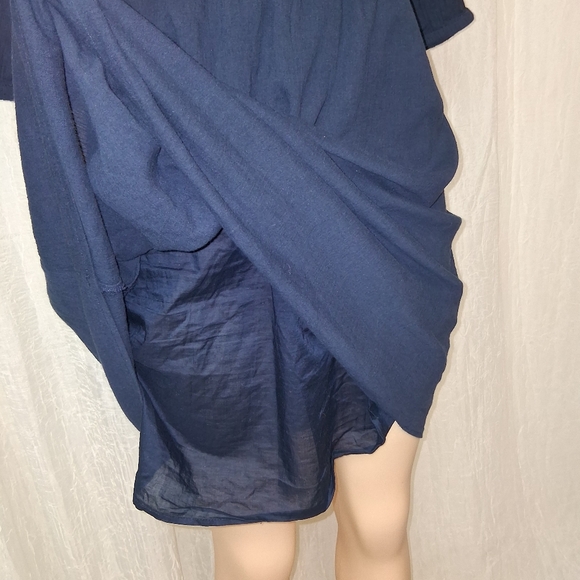 Talbots Dark Blue Dress with White Floral Embroidery Size Sp Made INDIA - Picture 13 of 14